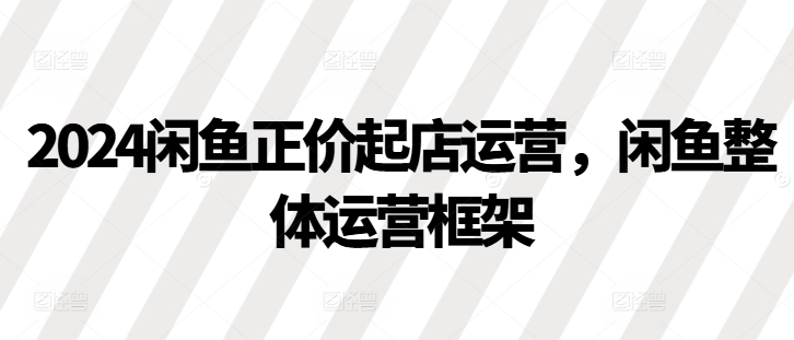 2024闲鱼正价起店运营，闲鱼整体运营框架-源码天堂