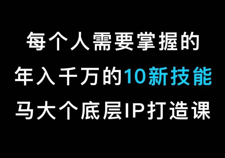 马大个的IP底层逻辑课，​每个人需要掌握的年入千万的10新技能，约会底层IP打造方法！-源码天堂
