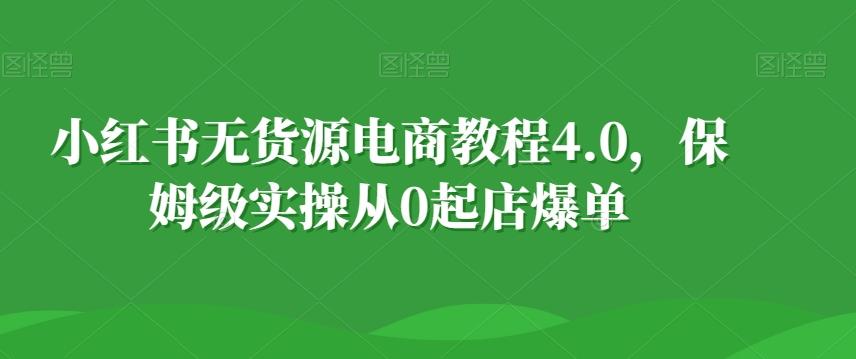 小红书无货源电商教程4.0，保姆级实操从0起店爆单【拆解】-源码天堂