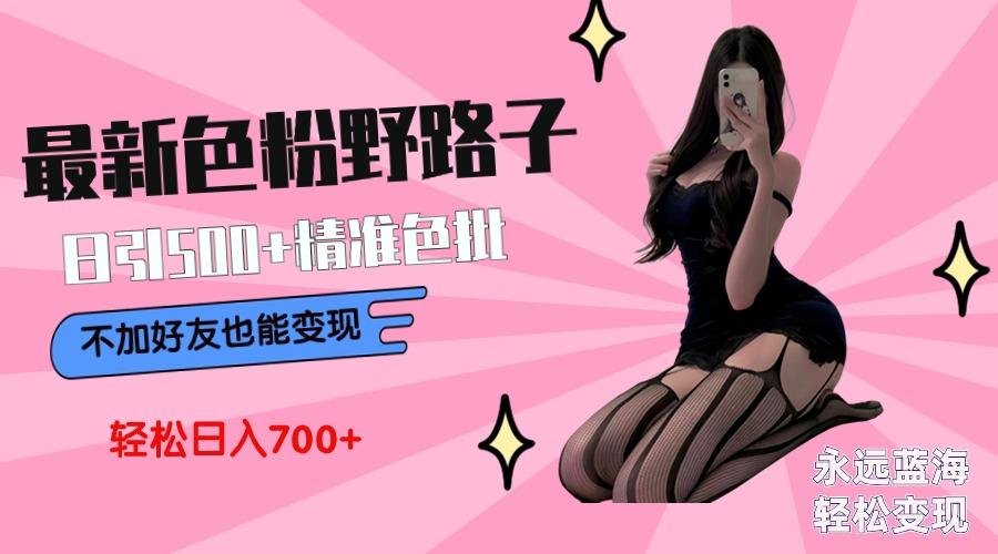 最新色粉变现野路子，日引500+老色批 可不加好友直接变现 小白轻松日入700+-源码天堂