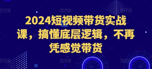 2024短视频带货实战课，搞懂底层逻辑，不再凭感觉带货-源码天堂