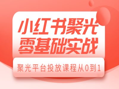 小红书聚光零基础实战，聚光平台投放课程从0到1-源码天堂