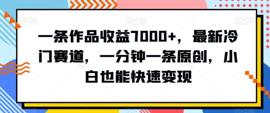 一条作品收益7000+，最新冷门赛道，一分钟一条原创，小白也能快速变现-源码天堂