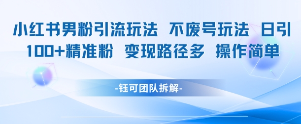 小红书男粉引流玩法不废号玩法日引100男粉变现路径多操作简单-源码天堂