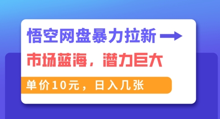 悟空网盘暴力拉新：一单10元，市场空白，日入几张-源码天堂