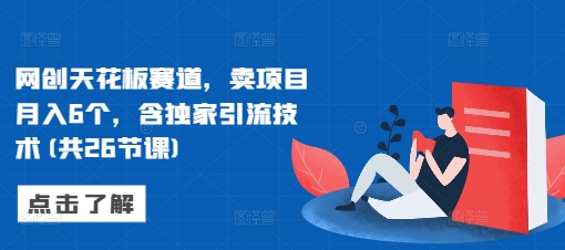 网创天花板赛道，卖项目月入6个，含独家引流技术(共26节课)-源码天堂