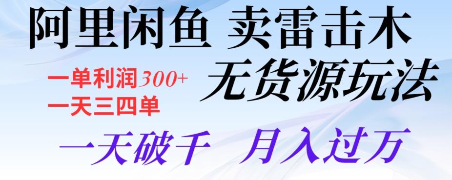 阿里闲鱼卖雷击木无货源玩法，一单利润300+，一天三四单，一天破千，月入过万-源码天堂