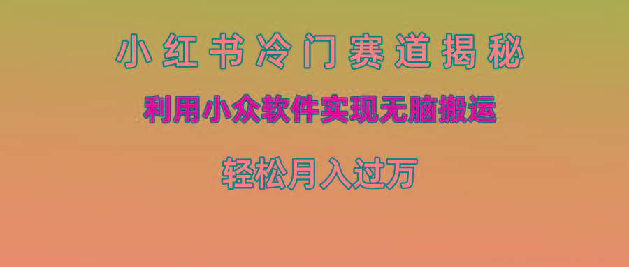 小红书冷门赛道揭秘,利用小众软件实现无脑搬运，轻松月入过万-源码天堂