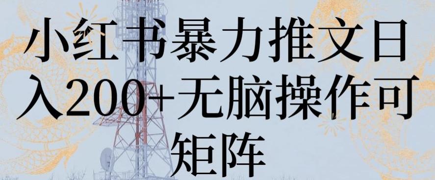 小红书暴力推文日入200+无脑操作可矩阵【揭秘】-源码天堂