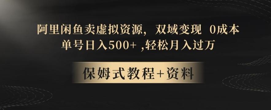 阿里闲鱼卖虚拟资源，双域变现，0成本，日入500+，轻松月入过万-源码天堂
