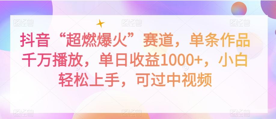 抖音“超燃爆火”赛道，单条作品千万播放，单日收益1000+，小白轻松上手，可过中视频【揭秘】-源码天堂