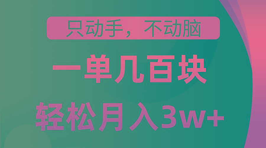 只动手不动脑，一单几百块，轻松月入3w+，看完就能直接操作，详细教程-源码天堂