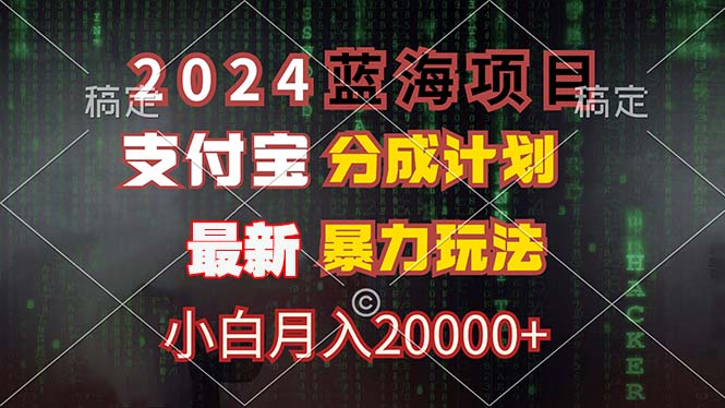 2024蓝海项目，支付宝分成计划，暴力玩法，刷爆播放量，小白月入20000+-源码天堂