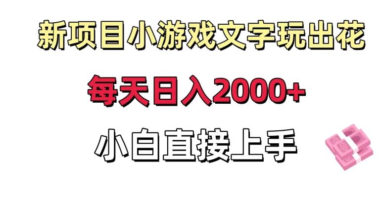 新项目小游戏文字玩出花日入2000+，每天只需一小时，小白直接上手【揭秘】-源码天堂