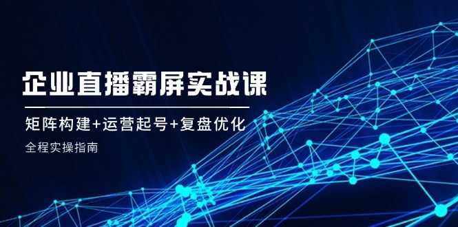 企业直播霸屏实战课：矩阵构建+运营起号+复盘优化，全程实操指南-源码天堂