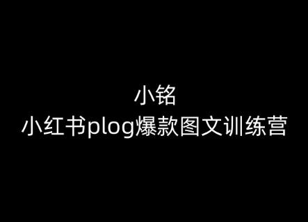 小铭-小红书plog爆款图文训练营，教你从0-1做小红书-源码天堂