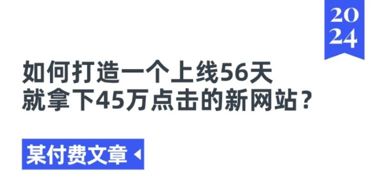 某付费文章《如何打造一个上线56天就拿下45万点击的新网站?》-源码天堂