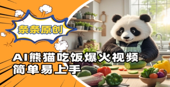 Ai熊猫吃饭爆火视频，条条原创，简单易上手-源码天堂