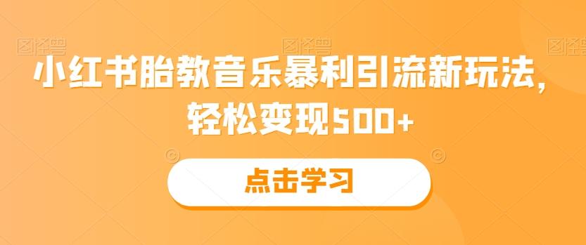 小红书胎教音乐暴利引流新玩法，轻松变现500+-源码天堂