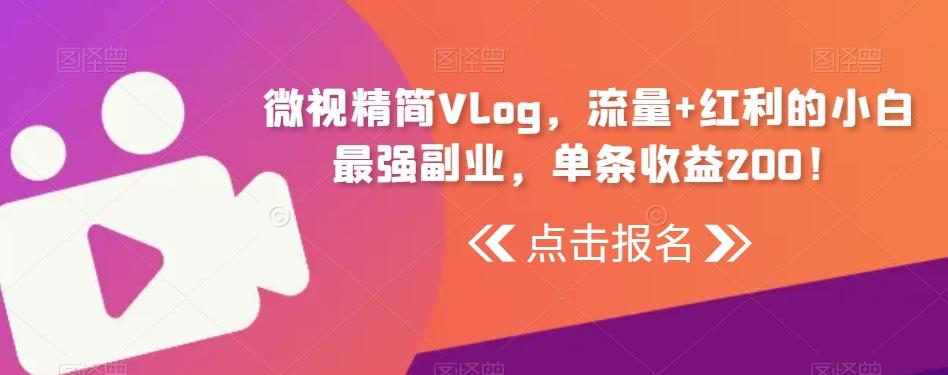 微视精简Vlog，流量+红利的小白最强副业，单条收益200！-源码天堂