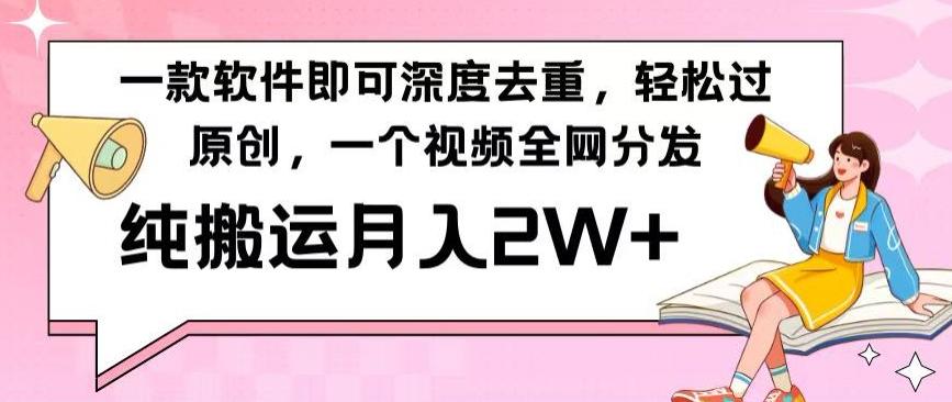 一款软件深度去重，轻松过原创，一个视频全网分发，纯搬运月入2W+-源码天堂