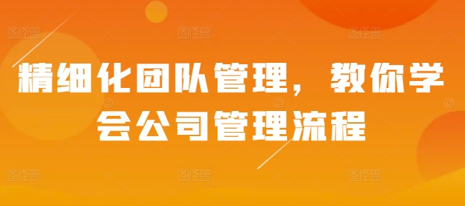 精细化团队管理，教你学会公司管理流程-源码天堂