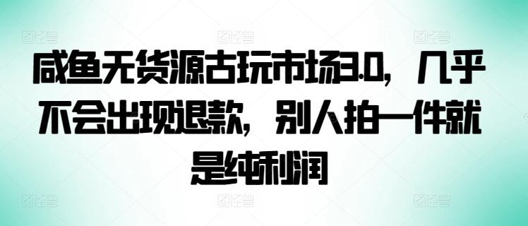 咸鱼无货源古玩市场3.0，几乎不会出现退款，别人拍一件就是纯利润【揭秘】-源码天堂