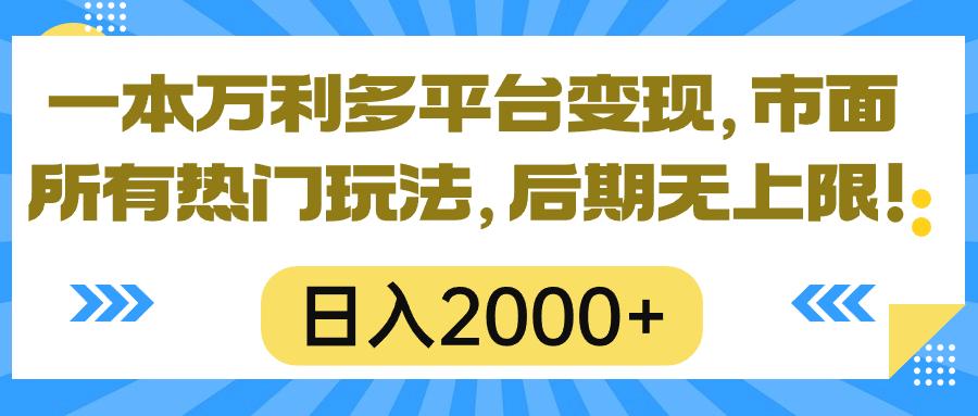 一本万利多平台变现，市面所有热门玩法，日入2000+，后期无上限！-源码天堂