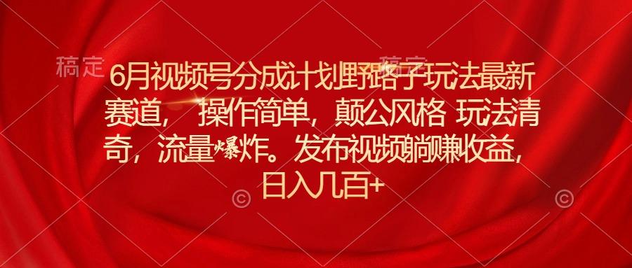 6月视频号分成计划野路子玩法最新赛道操作简单，颠公风格玩法清奇，流…-源码天堂