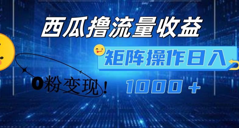 西瓜视频撸流量，简单上手，0粉变现矩阵操作，日入1000+【揭秘】-源码天堂