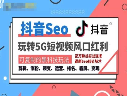 抖音SEO引流培训课程-抓住抖音风口，实现搜索排名，获取精准流量，快速成交变现-源码天堂