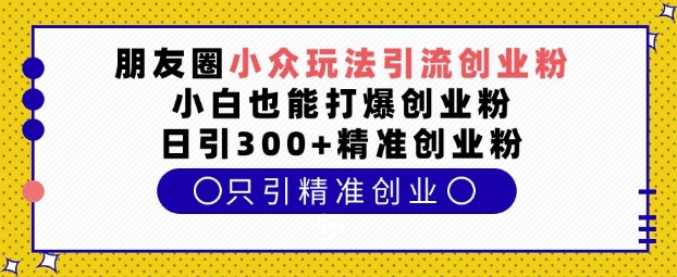 朋友圈小众玩法引流创业粉，小白也能打爆创业粉，日引300+精准创业粉【揭秘】-源码天堂