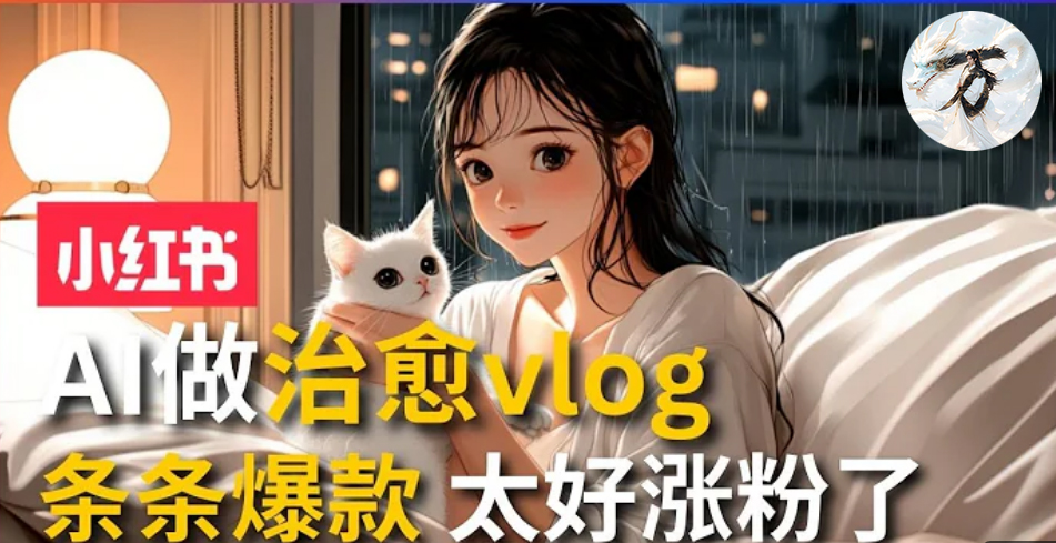 AI治愈系vlog动画视频，小红书1个月轻松涨粉破万，商单报价1500+日入2000+-源码天堂