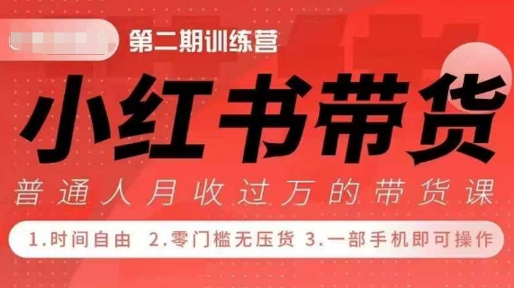 小Red书带货42天训练营 2.0版，宝妈+自由职+上班族+大学生，提高副业收入的大红利项目-源码天堂