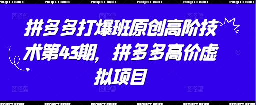 拼多多打爆班原创高阶技术第43期，拼多多高价虚拟项目-源码天堂