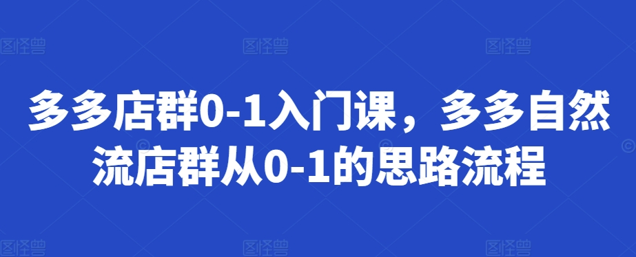 多多店群0-1入门课，多多自然流店群从0-1的思路流程-源码天堂
