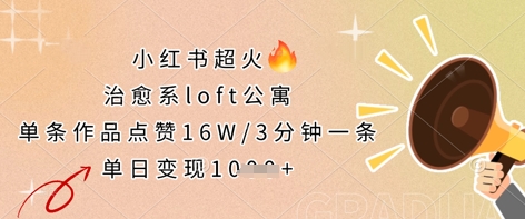 小红书超火的治愈系loft公寓，单条作品点赞16W，3分钟一条，单日变现数张-源码天堂