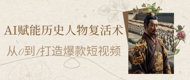 AI赋能历史人物复活术：从0到1打造爆款短视频，7天涨粉10W，小白也能月入过1W-源码天堂