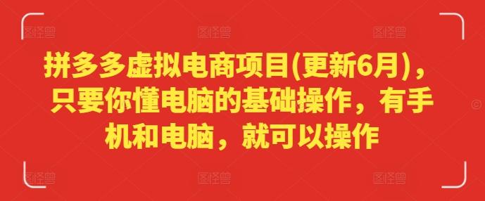 拼多多虚拟电商项目(更新6月)，只要你懂电脑的基础操作，有手机和电脑，就可以操作-源码天堂