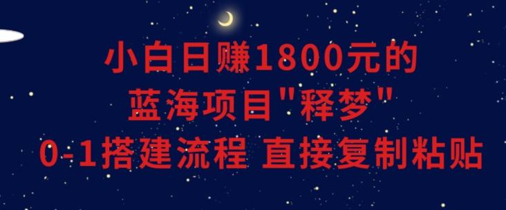 小白能日赚1800元的蓝海项目”释梦”0-1搭建流程可直接复制粘贴长期做【揭秘】-源码天堂