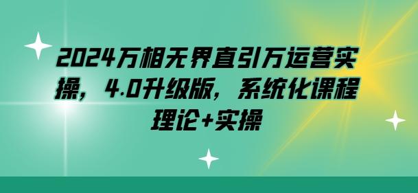 2024万相无界直引万运营实操，4.0升级版，系统化课程 理论+实操-源码天堂