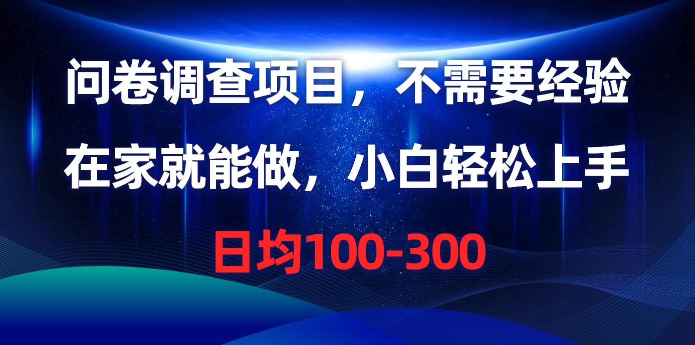 问卷调查项目，不需要经验，在家就能做，小白轻松上手，日均100-300-源码天堂