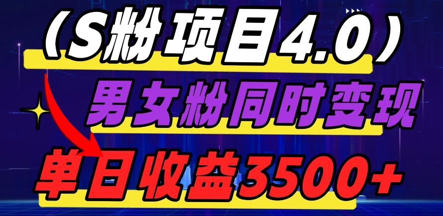 S粉项目4.0，男女粉通吃，男女粉同时变现，单日收益3500+-源码天堂
