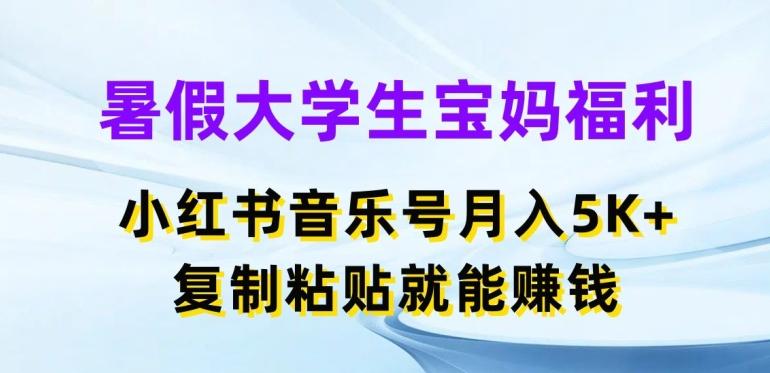 暑假大学生宝妈福利，小红书音乐号月入5000+，复制粘贴就能赚钱【揭秘】-源码天堂