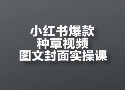 小红书爆款种草视频图文封面实操课，​开店、选品、引流、变现全流程-源码天堂