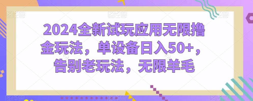 2024全新试玩应用无限撸金玩法，单设备日入50+，告别老玩法，无限羊毛【揭秘】-源码天堂