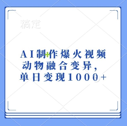 AI制作爆火视频，动物融合变异，单日变现1k-源码天堂