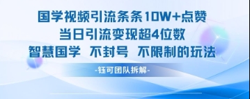国学视频引流条条10W+点赞当日引流变现超4位数-源码天堂