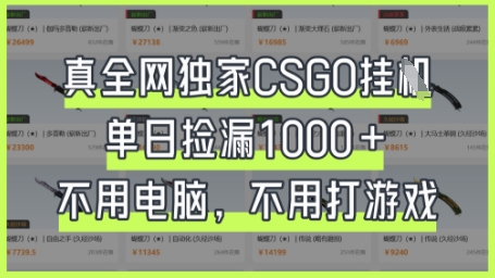 真全网独家CSGO挂G，单日捡漏1k+【揭秘】-源码天堂