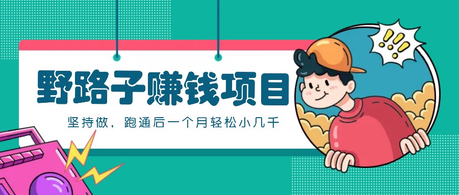 一个人就能操作的野路子赚钱项目，零成本零门槛坚持做，跑通后一个月小几千！-源码天堂
